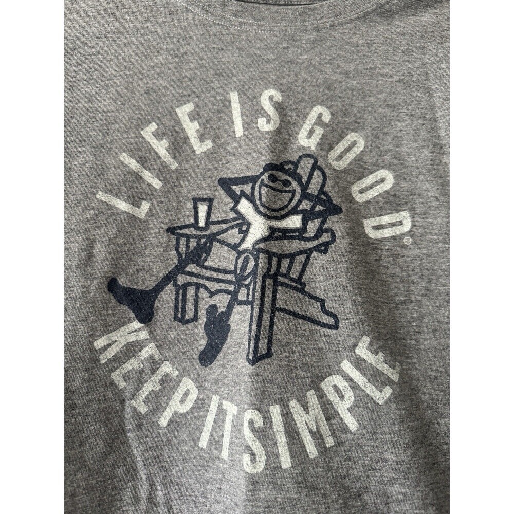 Life Is Good Mens Graphic T Shirt Sz Small Gray Cheerful Happy Casual Optimistic